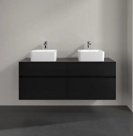 Тумба под раковину Villeroy & Boch Collaro 140х50 см с подсветкой МДФ черный матовый лак C048B0PD