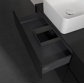 Тумба под раковину Villeroy & Boch Collaro 140х50 см с подсветкой МДФ черный матовый лак C048B0PD