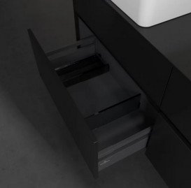 Тумба под раковину Villeroy & Boch Collaro 140х50 см с подсветкой МДФ черный матовый лак C048B0PD