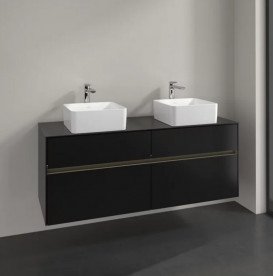 Тумба под раковину Villeroy & Boch Collaro 140х50 см с подсветкой МДФ черный матовый лак C048B0PD