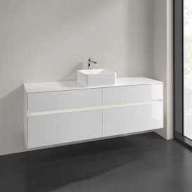 Тумба під раковину Villeroy & Boch Collaro 160х50 см із підсвічуванням ДСП матовий білий C049B0MS