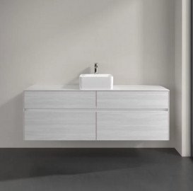 Тумба под раковину Villeroy & Boch Collaro 160х50 см с подсветкой ДСП белое дерево C049B0E8