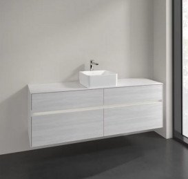 Тумба под раковину Villeroy & Boch Collaro 160х50 см с подсветкой ДСП белое дерево C049B0E8