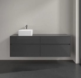 Тумба под раковину Villeroy & Boch Collaro 160х50 см с подсветкой МДФ глянцевый серый C050B0FP