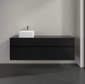 Тумба під раковину Villeroy & Boch Collaro 160х50 см із підсвічуванням МДФ чорний матовий лак C050B0PD