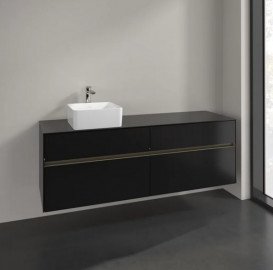 Тумба під раковину Villeroy & Boch Collaro 160х50 см із підсвічуванням МДФ чорний матовий лак C050B0PD