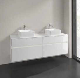 Тумба под раковину Villeroy & Boch Collaro 160х50 см с подсветкой МДФ глянцевый белый C052B0DH