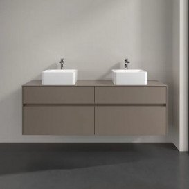 Тумба под раковину Villeroy & Boch Collaro 160х50 см с подсветкой ДСП трюфель серый C052B0VG