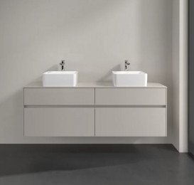 Тумба під раковину Villeroy & Boch Collaro 160х50 см із підсвічуванням ДСП м'який сірий C052B0VK