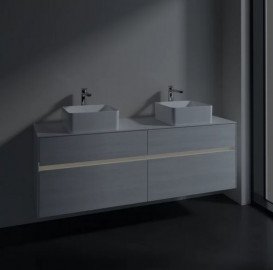 Тумба под раковину Villeroy & Boch Collaro 160х50 см с подсветкой ДСП белое дерево C052B0E8