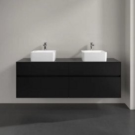 Тумба під раковину Villeroy & Boch Collaro 160х50 см із підсвічуванням МДФ чорний матовий лак C052B0PD