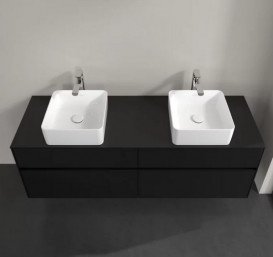 Тумба під раковину Villeroy & Boch Collaro 160х50 см із підсвічуванням МДФ чорний матовий лак C052B0PD