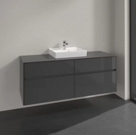Тумба под раковину Villeroy & Boch Collaro 140х50 см МДФ глянцевый серый C07300FP