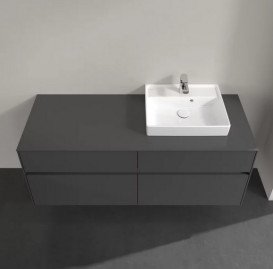 Тумба під раковину Villeroy&Boch Collaro 140х50 см МДФ глянсовий сірий C07500FP