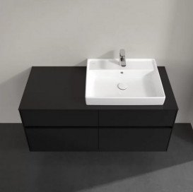 Тумба під раковину Villeroy&Boch Collaro 120х50 см МДФ чорний матовий лак C08300PD