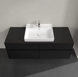 Тумба під раковину Villeroy&Boch Collaro 140х50 см МДФ чорний матовий лак C08400PD