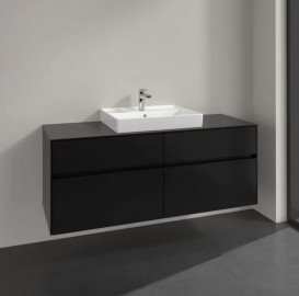 Тумба під раковину Villeroy&Boch Collaro 140х50 см МДФ чорний матовий лак C08400PD