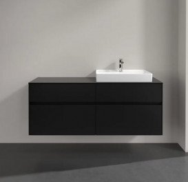 Тумба під раковину Villeroy&Boch Collaro 140х50 см МДФ чорний матовий лак C08600PD
