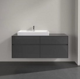 Тумба під раковину Villeroy&Boch Collaro 140х50 см МДФ глянсовий сірий C08900FP