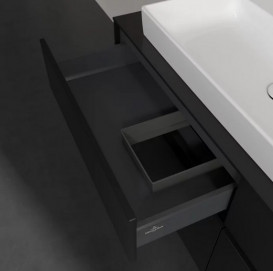Тумба під раковину Villeroy&Boch Collaro 140х50 см МДФ чорний матовий лак C08900PD