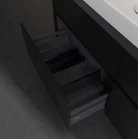 Тумба під раковину Villeroy&Boch Collaro 140х50 см МДФ чорний матовий лак C08900PD