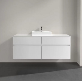 Тумба під раковину Villeroy & Boch Collaro 140х50 см із підсвічуванням МДФ глянсовий білий C073B0DH