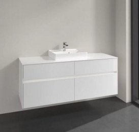 Тумба під раковину Villeroy & Boch Collaro 140х50 см із підсвічуванням МДФ глянсовий білий C073B0DH