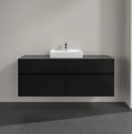 Тумба під раковину Villeroy & Boch Collaro 140х50 см із підсвічуванням МДФ чорний матовий лак C073B0PD