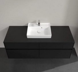 Тумба під раковину Villeroy & Boch Collaro 140х50 см із підсвічуванням МДФ чорний матовий лак C073B0PD