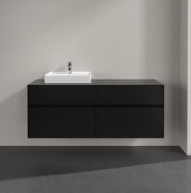 Тумба під раковину Villeroy & Boch Collaro 140х50 см із підсвічуванням МДФ чорний матовий лак C074B0PD