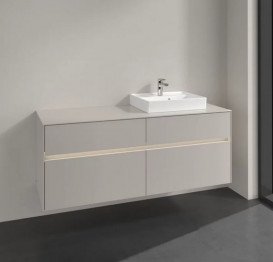 Тумба під раковину Villeroy & Boch Collaro 140х50 см із підсвічуванням ДСП м'який сірий C075B0VK