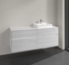 Тумба под раковину Villeroy & Boch Collaro 140х50 см с подсветкой ДСП белое дерево C075B0E8