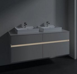 Тумба под раковину Villeroy & Boch Collaro 140х50 см с подсветкой ДСП мягкий серый C076B0VK