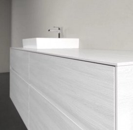 Тумба под раковину Villeroy & Boch Collaro 160х50 см с подсветкой ДСП белое дерево C078B0E8