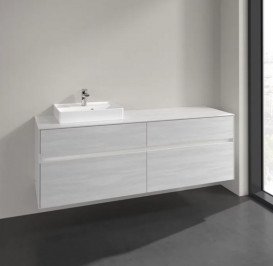 Тумба под раковину Villeroy & Boch Collaro 160х50 см с подсветкой ДСП белое дерево C078B0E8