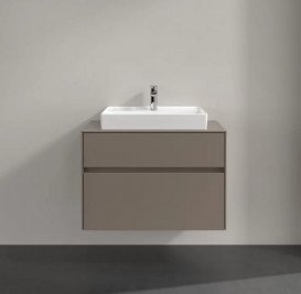 Тумба под раковину Villeroy & Boch Collaro 80х50 см с подсветкой ДСП трюфель серый C080B0VG