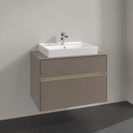 Тумба под раковину Villeroy & Boch Collaro 80х50 см с подсветкой ДСП трюфель серый C080B0VG