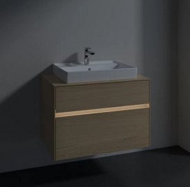 Тумба под раковину Villeroy & Boch Collaro 80х50 см с подсветкой ДСП северный дуб C080B0VJ