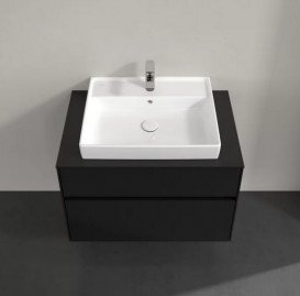 Тумба под раковину Villeroy & Boch Collaro 80х50 см с подсветкой МДФ черный матовый лак C080B0PD
