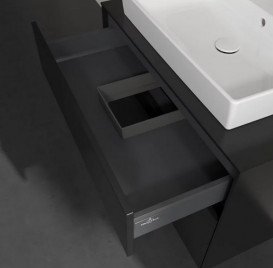 Тумба под раковину Villeroy & Boch Collaro 80х50 см с подсветкой МДФ черный матовый лак C080B0PD