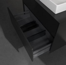 Тумба под раковину Villeroy & Boch Collaro 80х50 см с подсветкой МДФ черный матовый лак C080B0PD