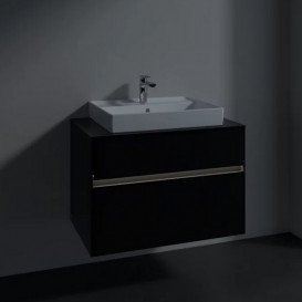 Тумба под раковину Villeroy & Boch Collaro 80х50 см с подсветкой МДФ черный матовый лак C080B0PD