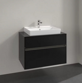 Тумба под раковину Villeroy & Boch Collaro 80х50 см с подсветкой МДФ черный матовый лак C080B0PD