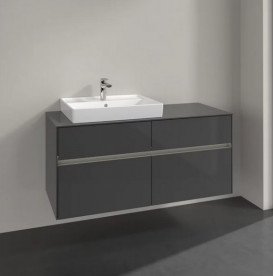 Тумба под раковину Villeroy & Boch Collaro 120х50 см с подсветкой МДФ глянцевый серый C082B0FP