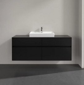 Тумба під раковину Villeroy & Boch Collaro 140х50 см із підсвічуванням МДФ чорний матовий лак C084B0PD