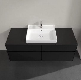 Тумба під раковину Villeroy & Boch Collaro 140х50 см із підсвічуванням МДФ чорний матовий лак C084B0PD