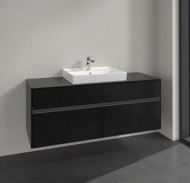 Тумба під раковину Villeroy & Boch Collaro 140х50 см із підсвічуванням МДФ чорний матовий лак C084B0PD