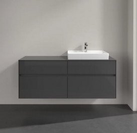 Тумба під раковину Villeroy & Boch Collaro 140х50 см із підсвічуванням МДФ глянсовий сірий C086B0FP