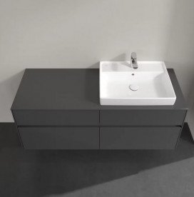 Тумба під раковину Villeroy & Boch Collaro 140х50 см із підсвічуванням МДФ глянсовий сірий C086B0FP