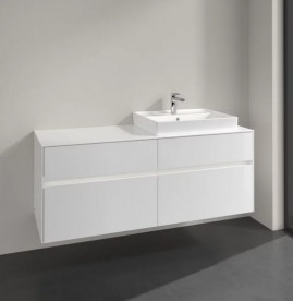 Тумба під раковину Villeroy & Boch Collaro 140х50 см із підсвічуванням ДСП матовий білий C086B0MS